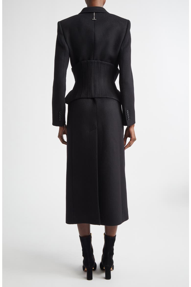 Long Cashmere & Wool Corset Coat, Alternate, color, BLACK