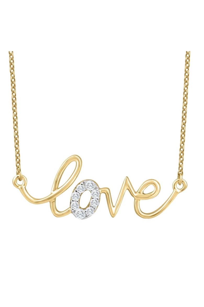 1/10Ct Diamond Love Pendant Scrip Gold Lab Grown Women's 18" Necklace, Main, color, 10k Yellow Gold