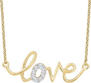 Bliss Diamond 1/10Ct Diamond Love Pendant Scrip Gold Lab Grown Women's 18" Necklace