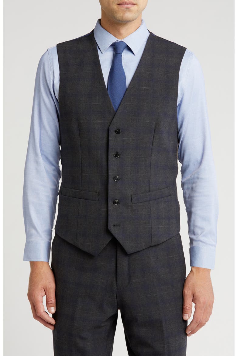 Slim Fit 3-Piece Dark Olive Check Suit, Alternate, color, DARK OLIVE