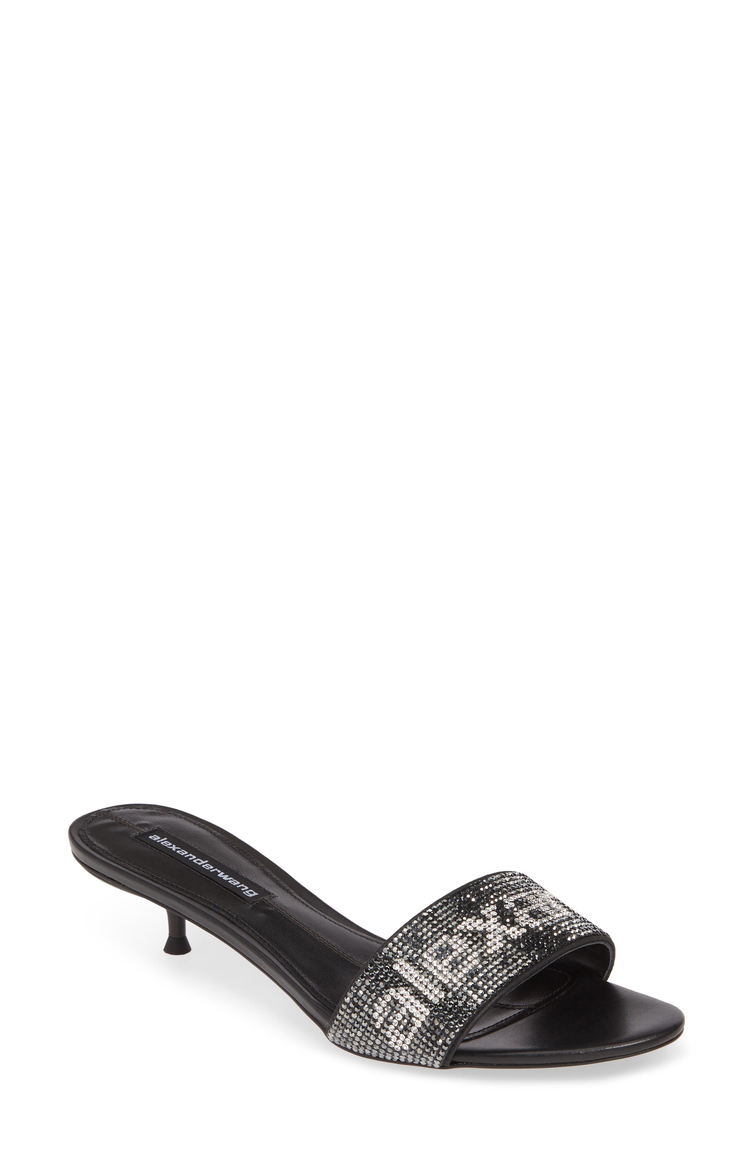 Alexander Wang Jo Crystal Logo Slide Sandals, Main, color, 