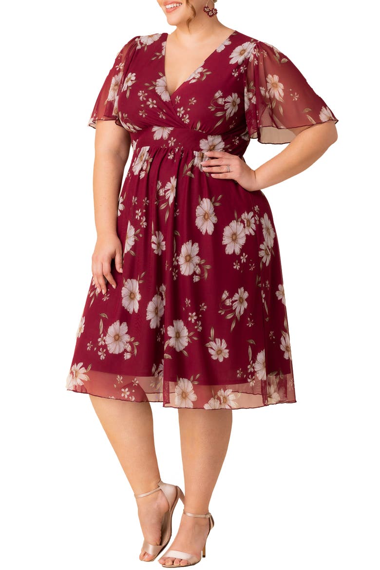 Margot Mesh Cocktail Dress, Alternate, color, RASPBERRY FLORAL PRINT