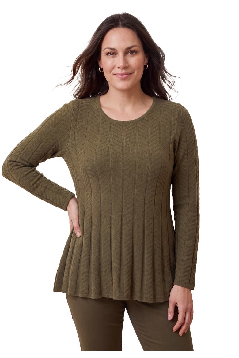 Chevron Fit & Flare Sweater, Main, color, DARK OLIVE GREEN