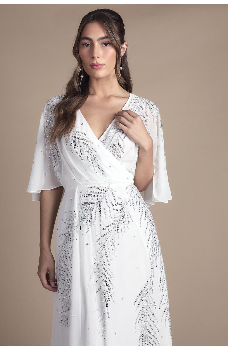 Coast Angel Sleeve Maxi Wedding Dress, Alternate, color, Ivory