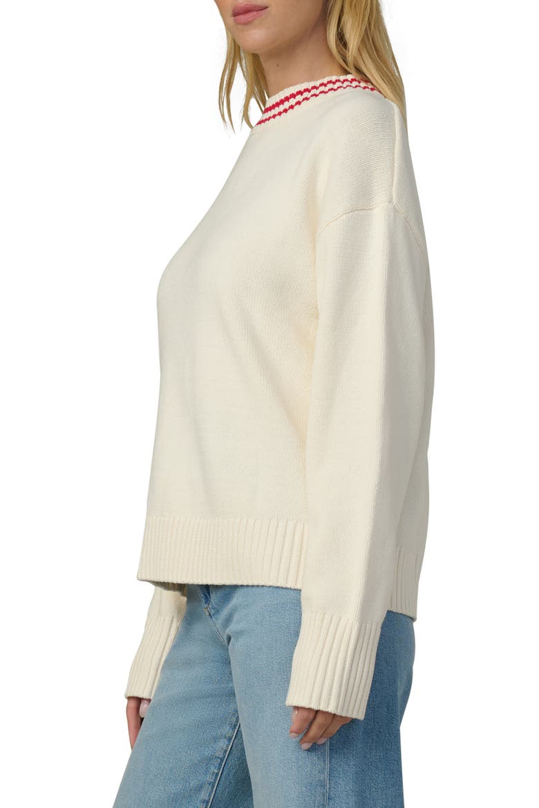 Benson Tipped Crewneck Sweater, Alternate, color, ECRU