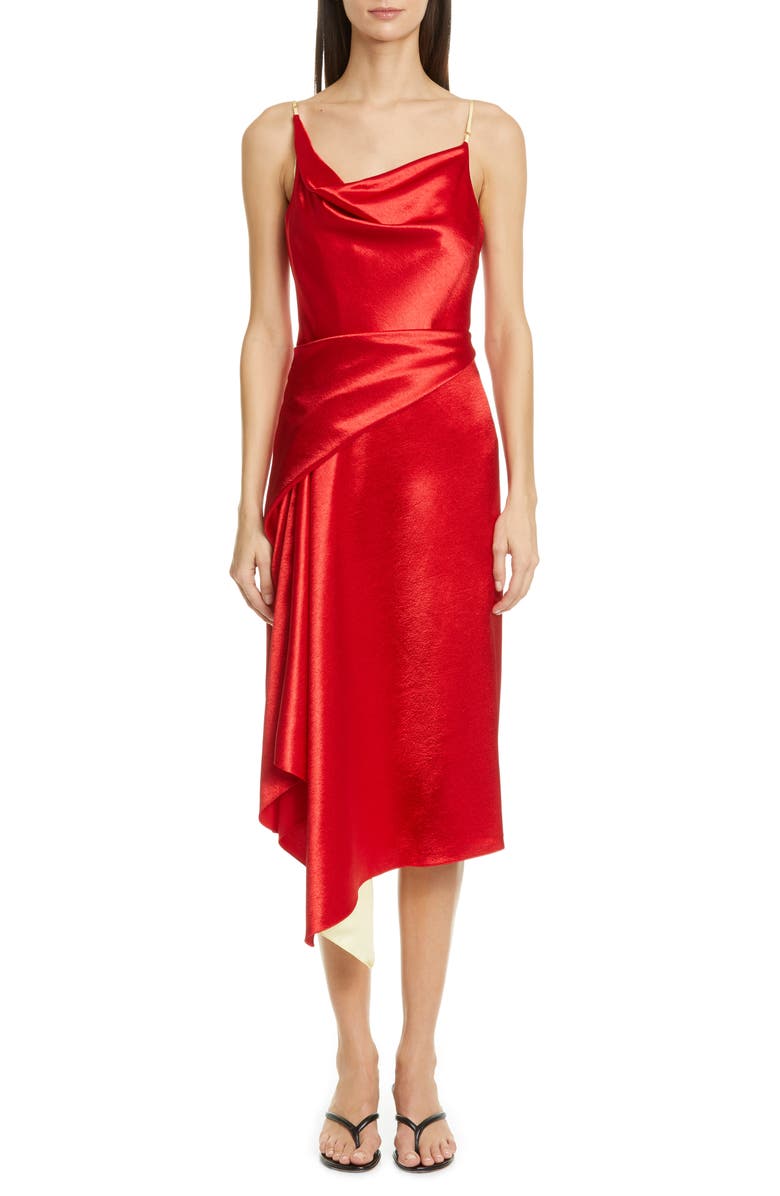 Sies Marjan Farrah Drape Satin Midi Dress, Main, color,