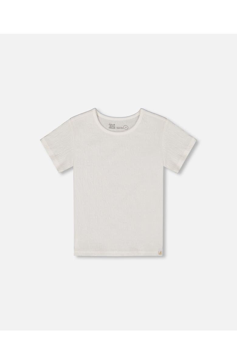 Deux par Deux Girl's Crinkle Short Sleeve Top White, Main, color, 