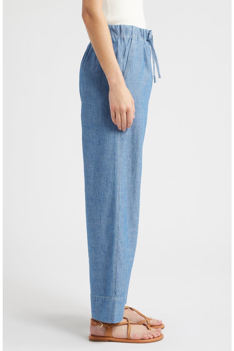 Riley Tie Waist Wide Leg Chambray Pants, Alternate, color, CHAMBRAY RINSE WASH