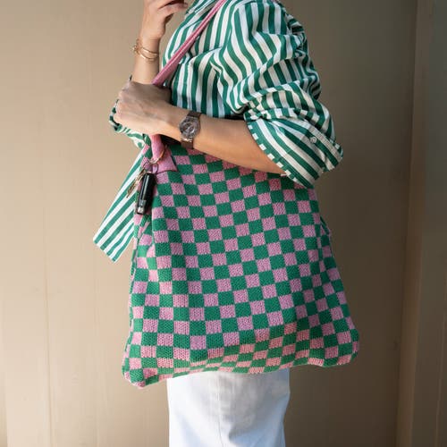 Casupo Checkered Sweater Tote Bag In Multi