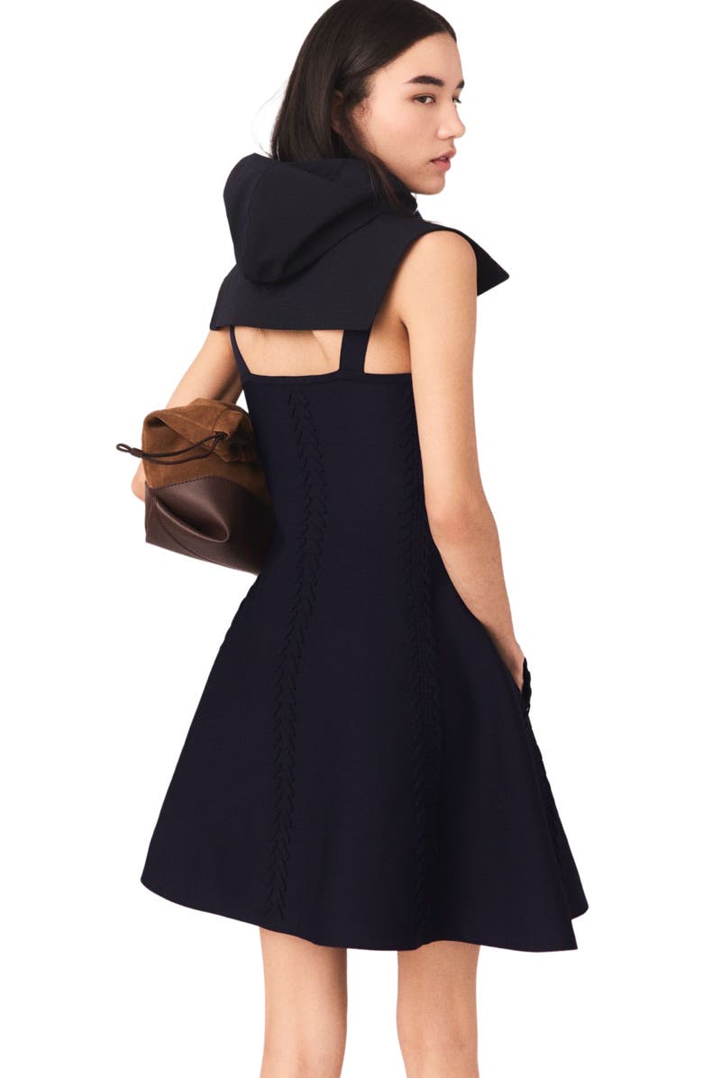 maje Mini knitted babydoll dress, Alternate, color, Navy