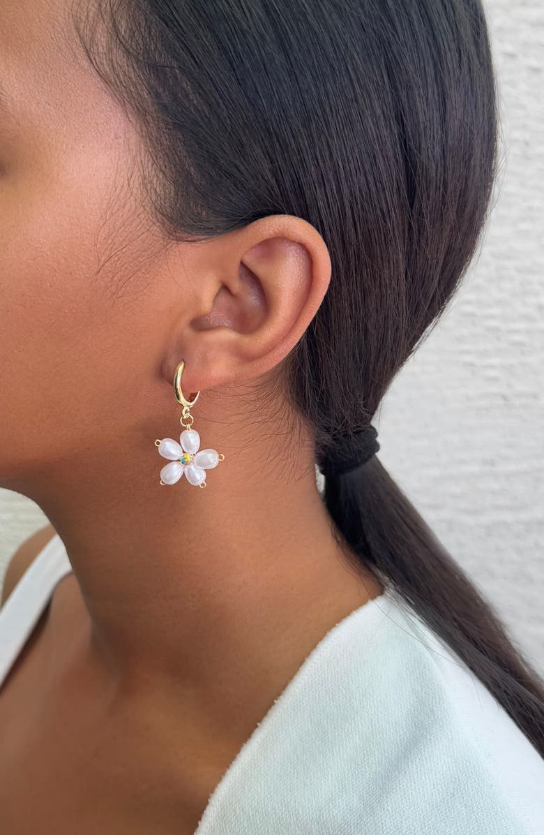 Adornia Faux Pearl & Crystal Flower Drop Earrings, Alternate, color, White