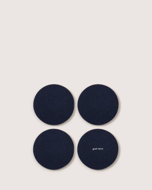 Graf & Lantz Graf Lantz Bierfilzl Merino Wool Round Coaster Solid 4 Pack In Marine