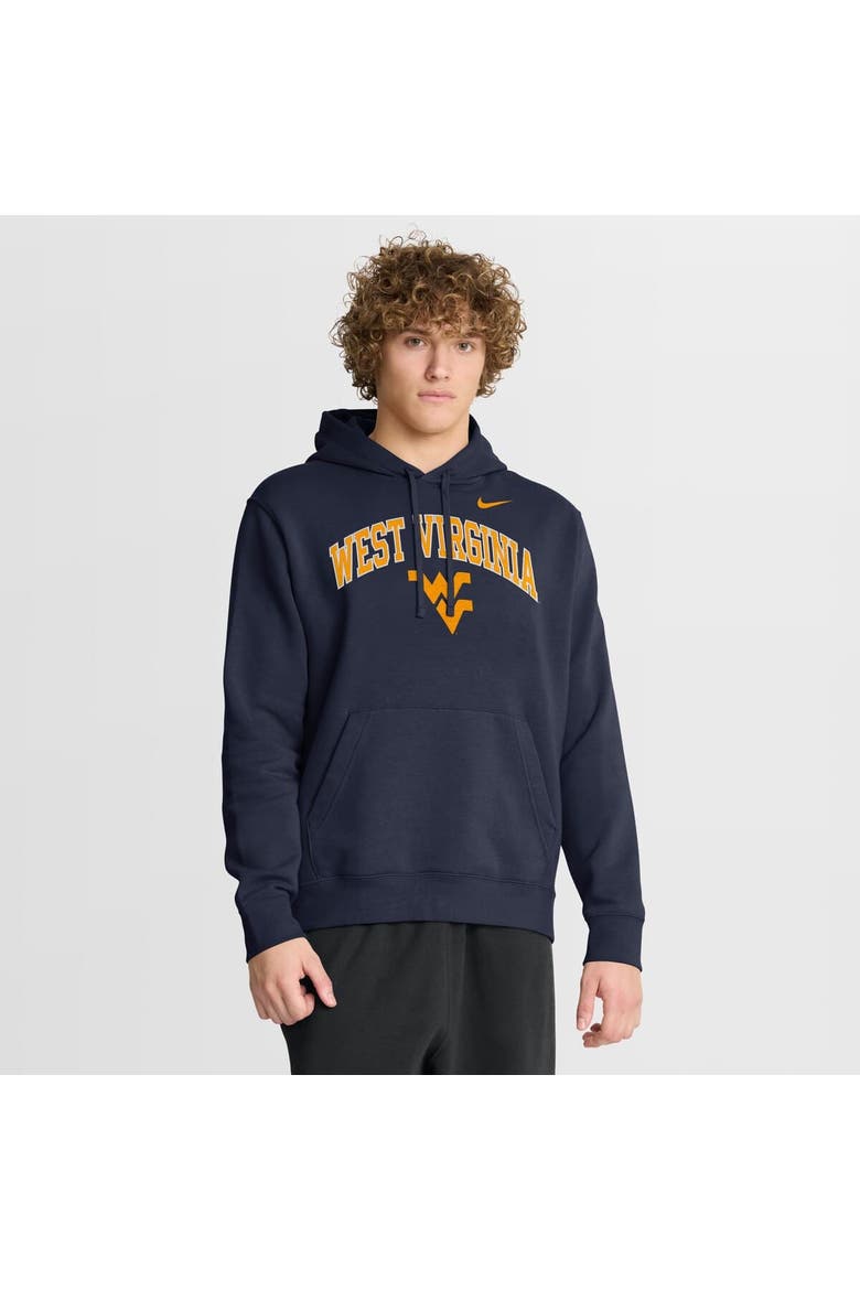 Men's Nike Navy West Virginia Mountaineers Club Fleece Arch Pullover Hoodie, Main, color, Navy