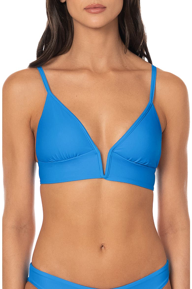 Blue Parade Reversible Triangle Bikini Top, Main, color, BLUE