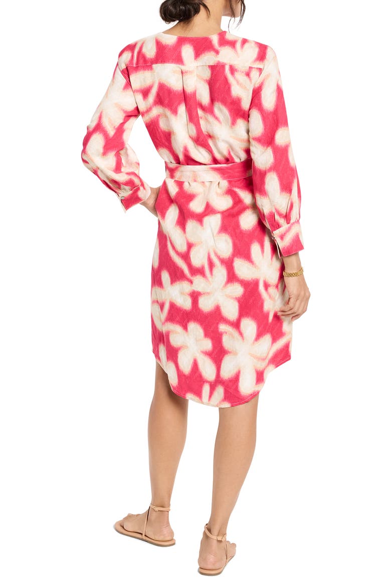 Glowing Flower Long Sleeve Belted Shirtdress, Alternate, color, PINK MULTI