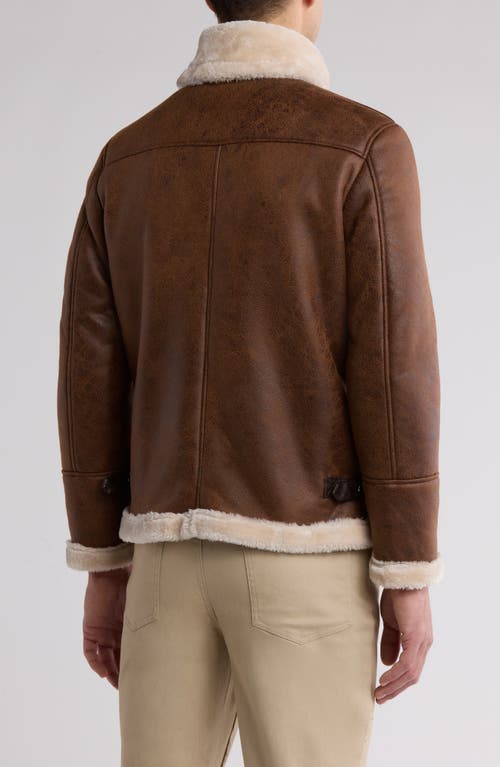Braveman Faux Shearling Lined Bomber Jacket In Cognac