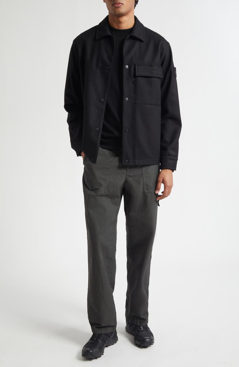 Stone Island Ghost Virgin Wool Blend Overshirt, Alternate, color, V0029 Black