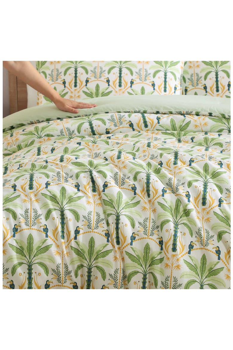 Mystic Palms Reversible Cotton Comforter & Sham Set, Alternate, color, LIGHT / MEDIUM GREEN