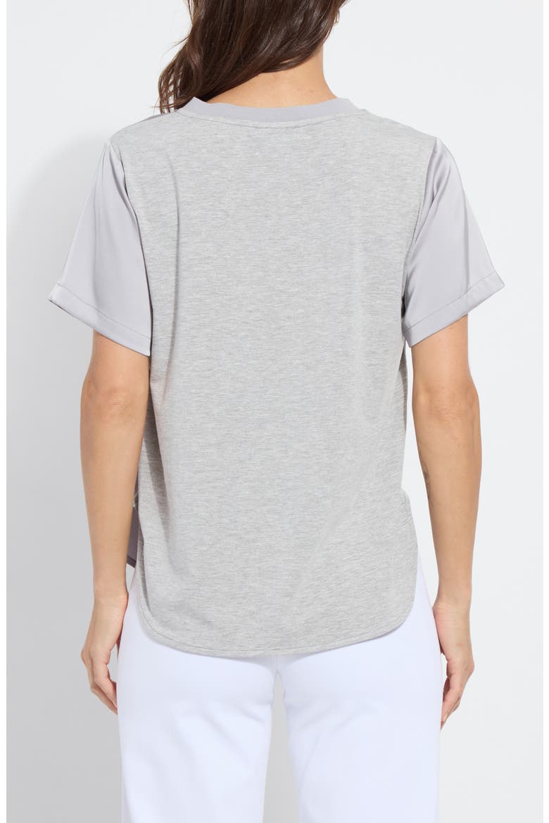 Sonja V-Neck Mixed Media Top, Alternate, color, PEARL GREY