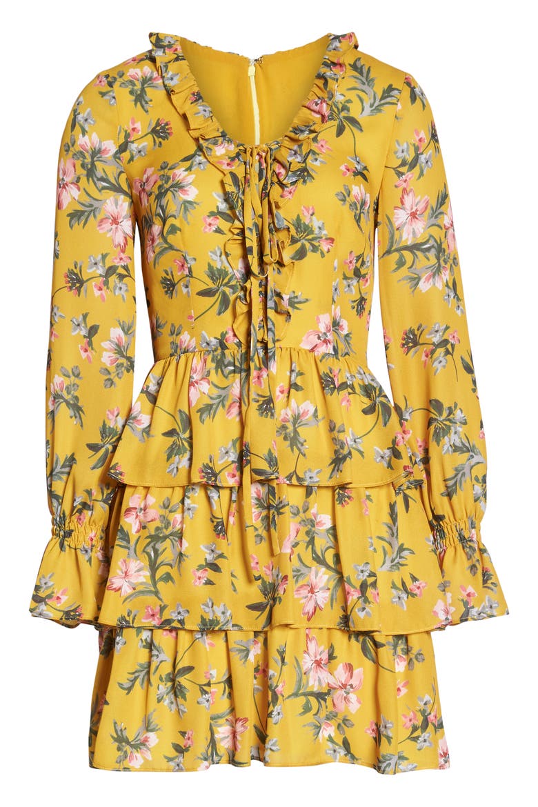 Floral Ruffle Dress, Alternate, color, MARIGOLD MULTI