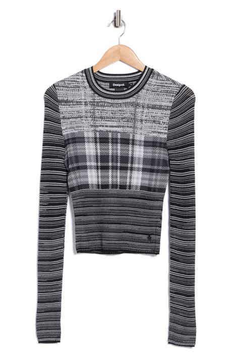 Desigual Mixed Stripe Long Sleeve Crop Top