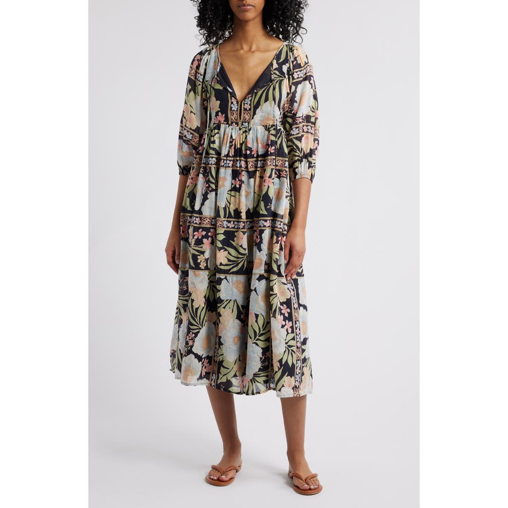 Shop Billabong Lost Cove Keyhole Midi Dress In Black Sands