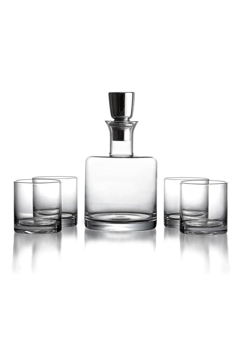 'Linus' Decanter & Whiskey Glasses, Main, color, CLEAR