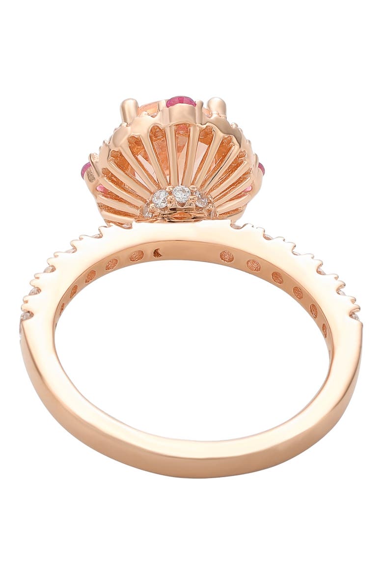 Rose Gold Sterling Silver Oval Cut CZ Halo Ring, Alternate, color, PINK