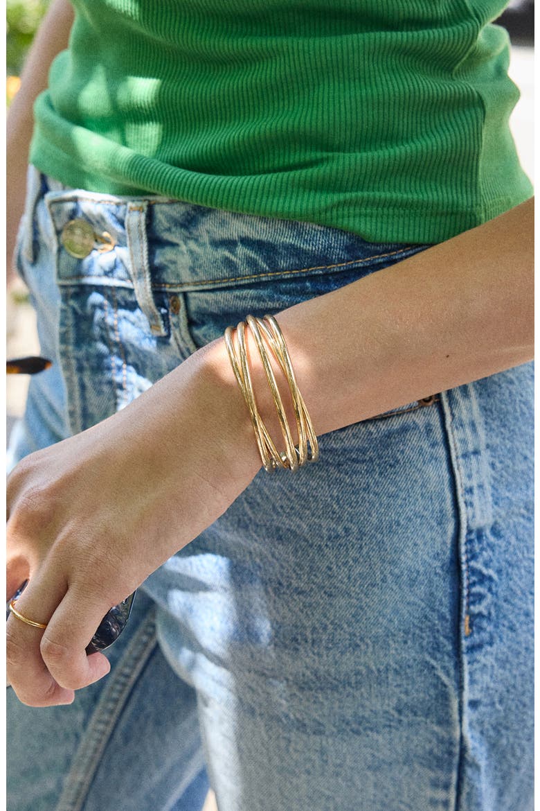 Aziza Layered Cuff Bracelet, Alternate, color, GOLD