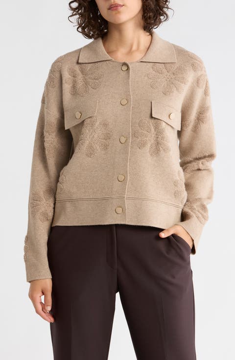 Floral Textured Sweater Jacket