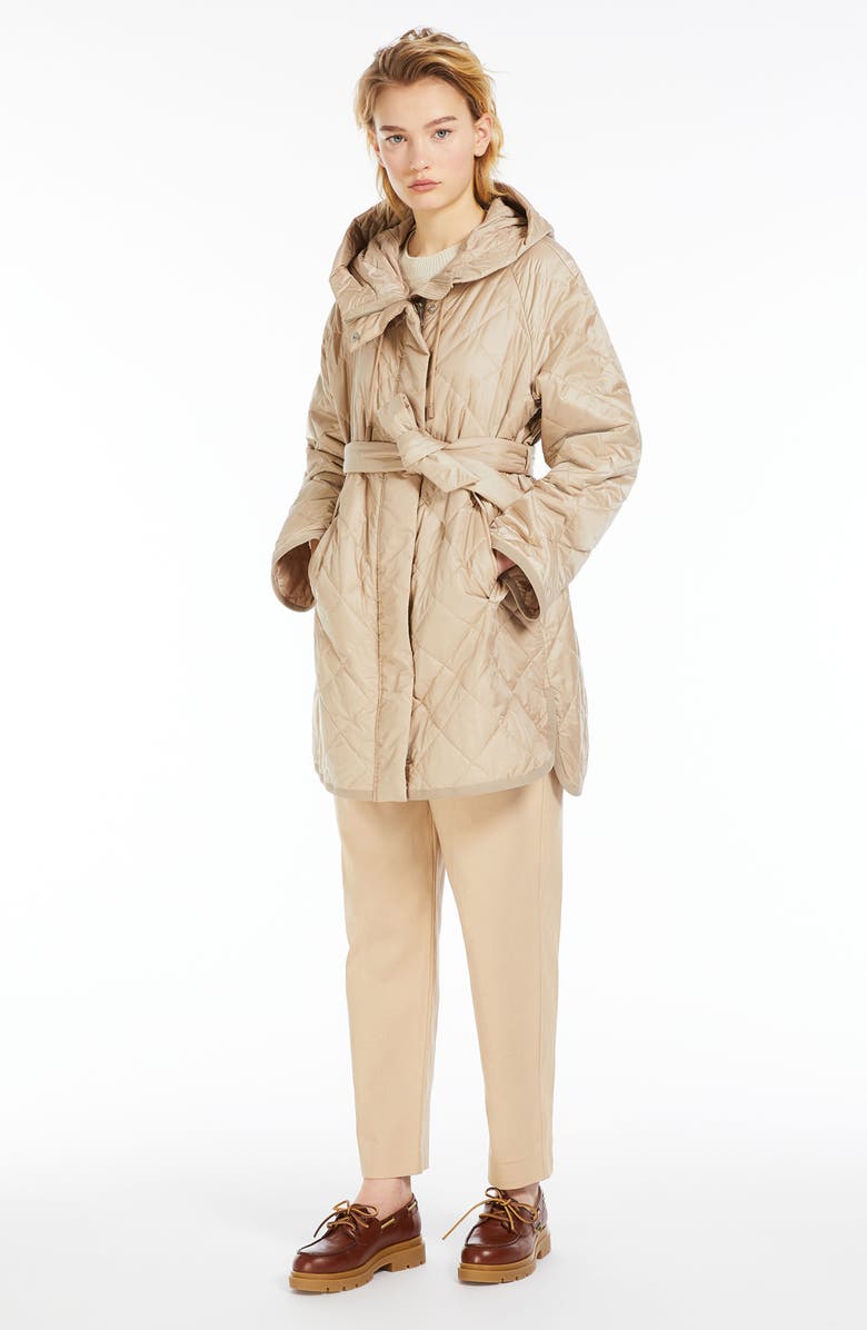 Weekend Max Mara Ribera Diamond Quilting Hooded Coat, Alternate, color,