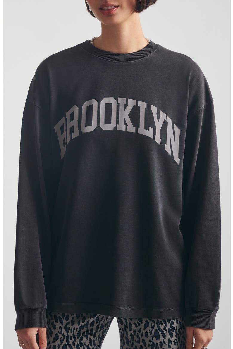 Brooklyn Crewneck Sweatshirt, Main, color, BLACK