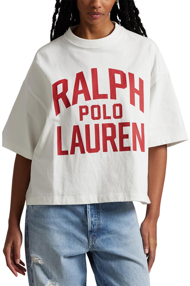 Logo Oversize Cotton Graphic T-Shirt, Main, color, ANTIQUE WHITE