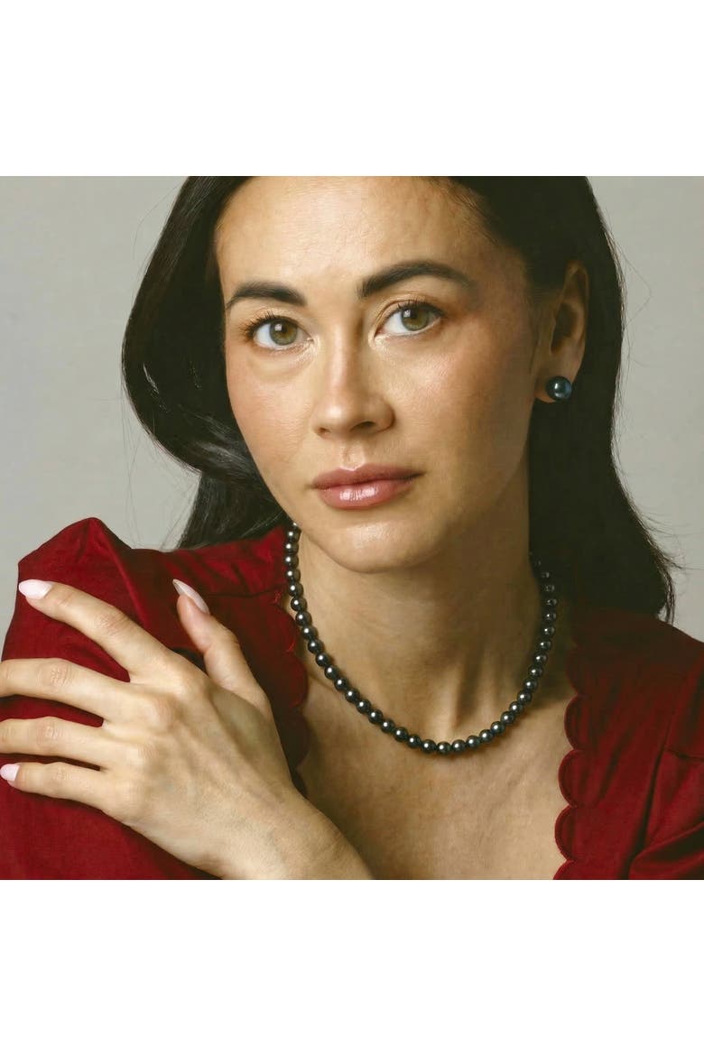 6.0-6.5mm Japanese Akoya Black Pearl Necklace - AA+ Quality, Alternate, color, Black Pearls