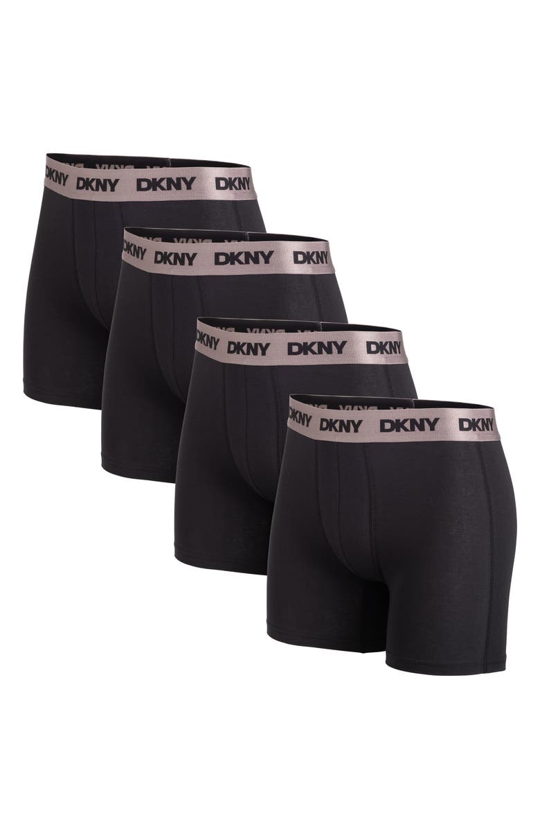 DKNY Pack of 4 Boxer Briefs, Main, color, Black/Black/Black/Black