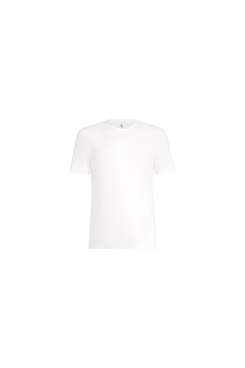 Stretch cotton and modal ribbed jersey crew neck T-shirt, Alternate, color, White