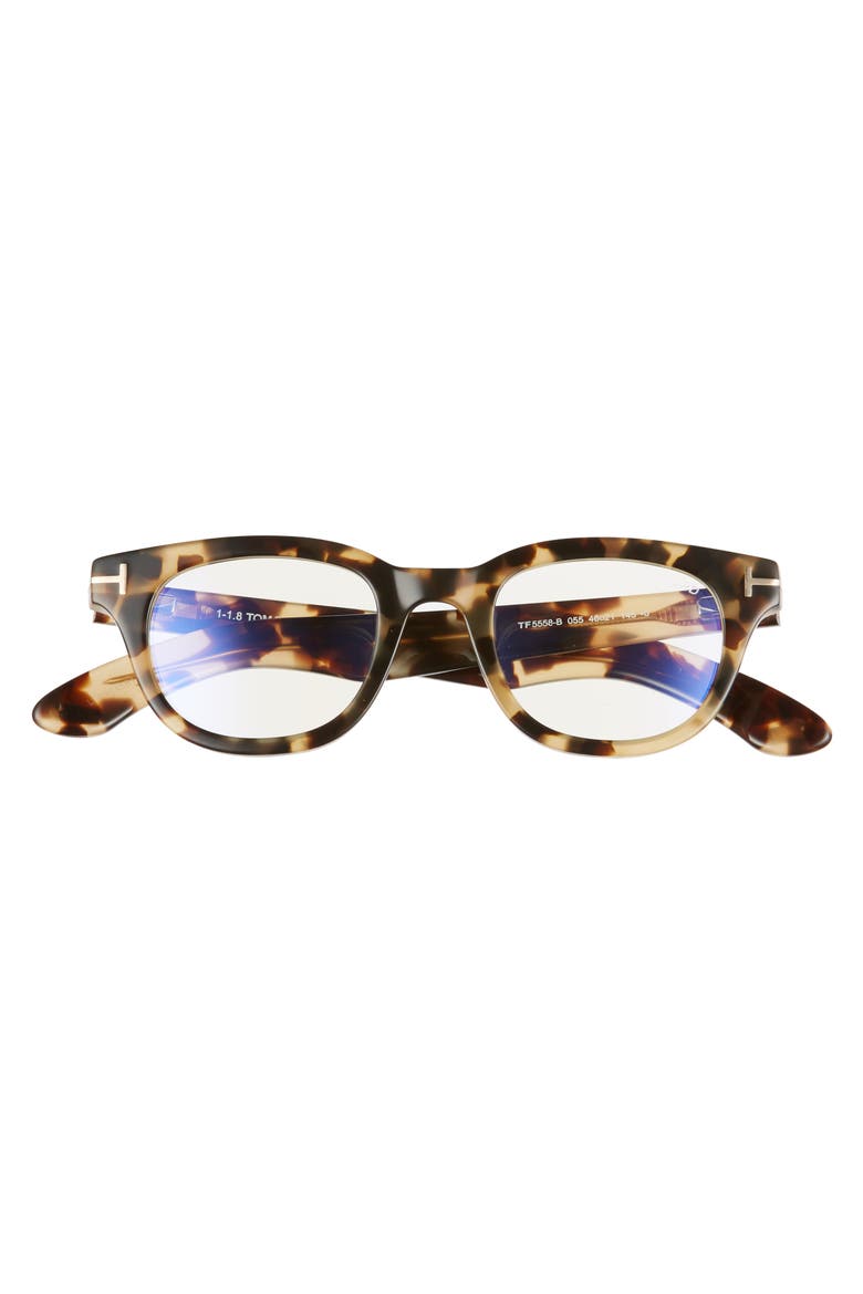 46mm Blue Light Blocking Glasses, Alternate, color, SHINY HAVANA/ ROSE GOLD