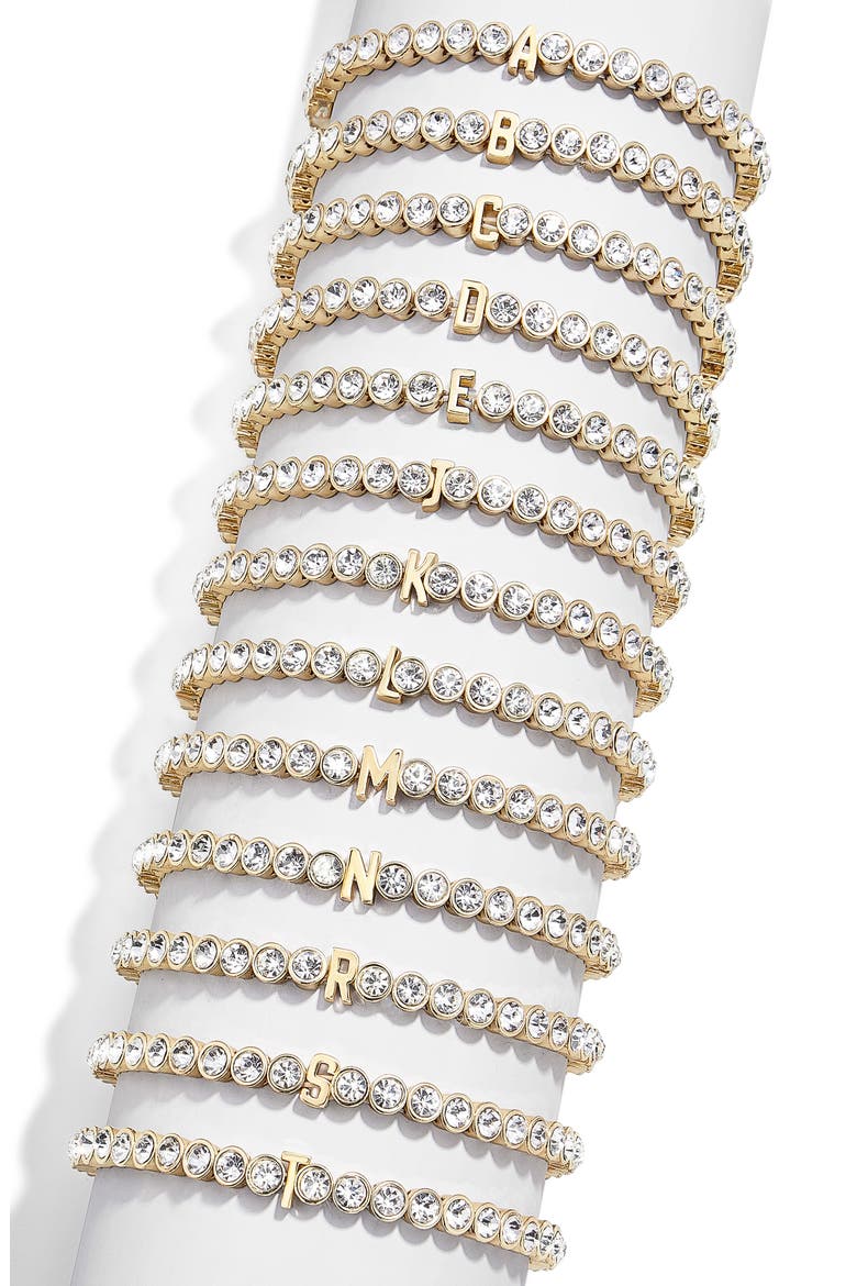 Initial Crystal Beaded Stretch Bracelet, Alternate, color, GOLD-B