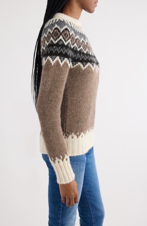 Shop Chloé Alpaca Blend Fair Isle Sweater In Brown/beige
