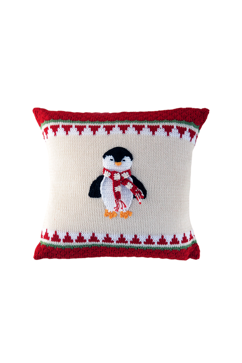 10" Penguin Pillow, Main, color, Red