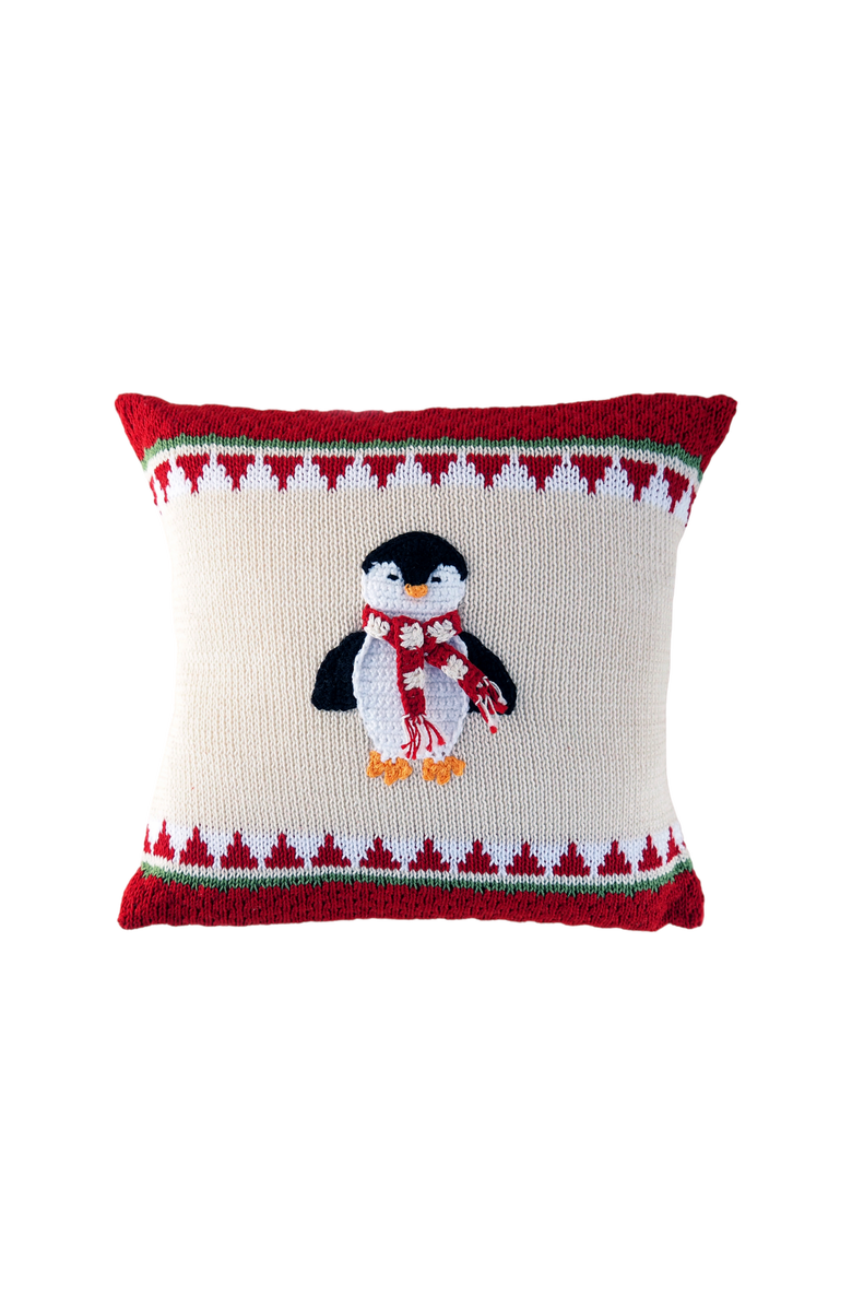 Melange Collection 10" Penguin Pillow, Main, color, Red