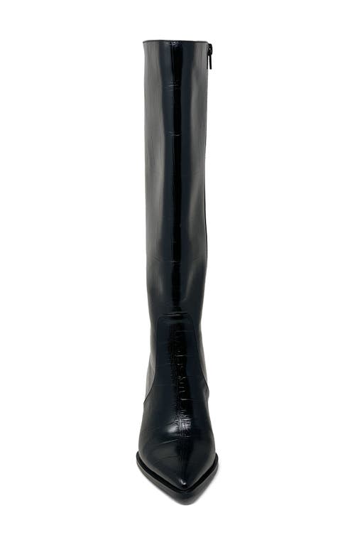 Shushop Vanessa Pointed Toe Knee High Kitten Boot In Black