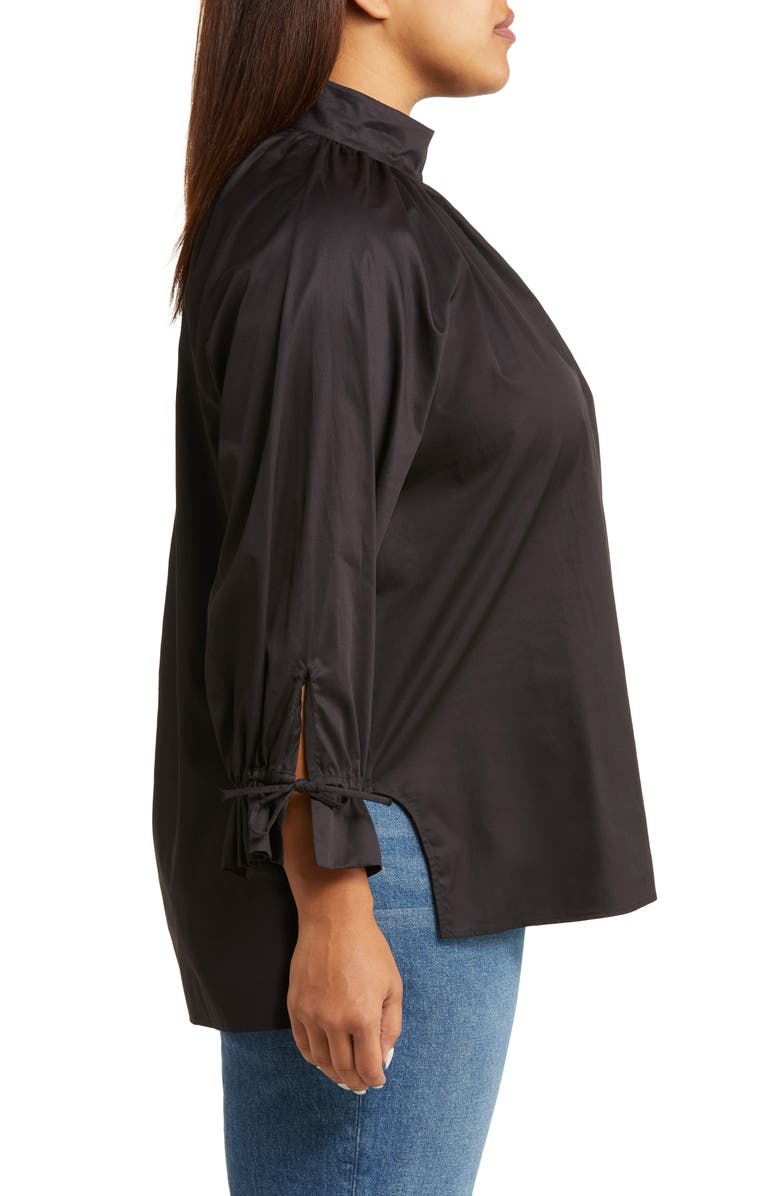 HARSHMAN Bianca Band Collar Cotton Poplin Blouse, Alternate, color, 