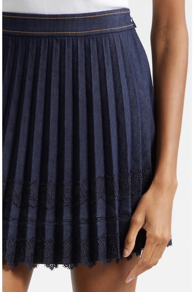 Guipure Lace Trim Laney Skirt, Alternate, color, INDIGO/ NAVY