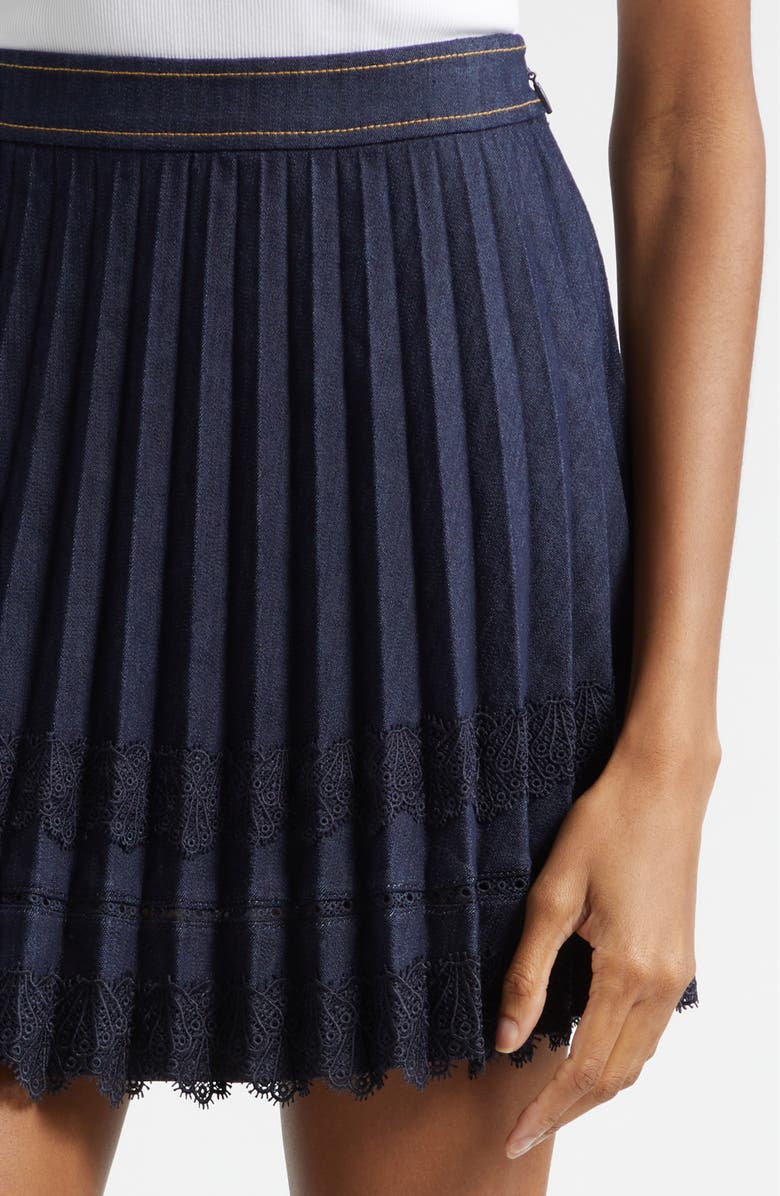 Cinq à Sept Guipure Lace Trim Laney Skirt, Alternate, color, Indigo/ Navy