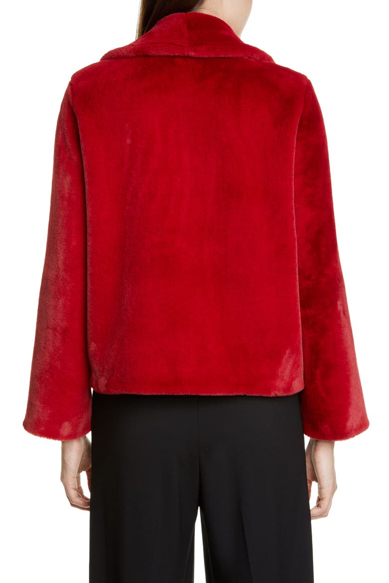Faux Beaver Fur Coat, Alternate, color, RED