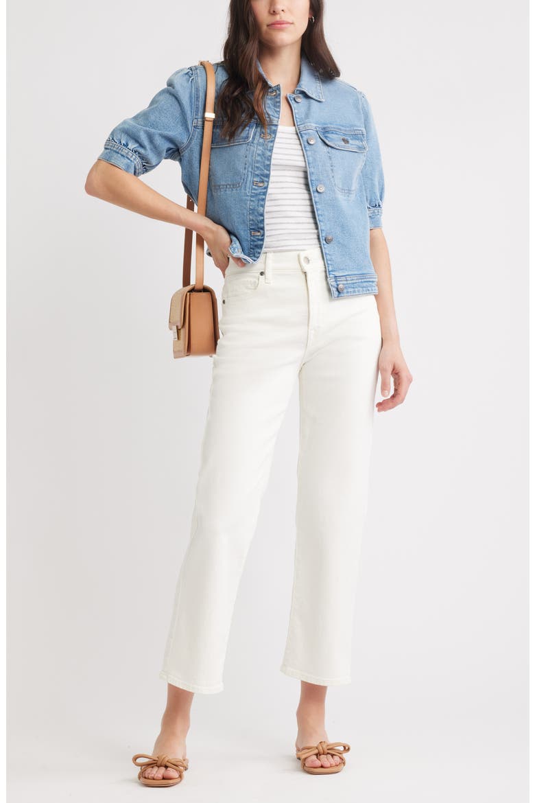 Elbow Sleeve Denim Jacket, Alternate, color, LIGHT WASH