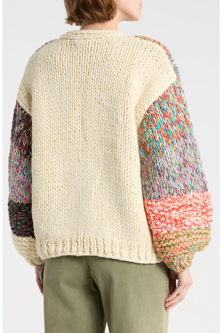 Patchwork Cardigan, Alternate, color, MARSHMALLOW MULTI