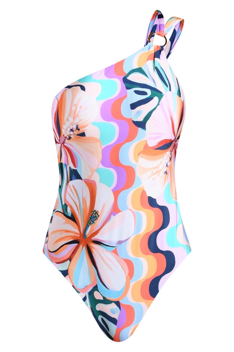 Untamed Tropics One-Shoulder One-Piece Swimsuit, Alternate, color, MULTI