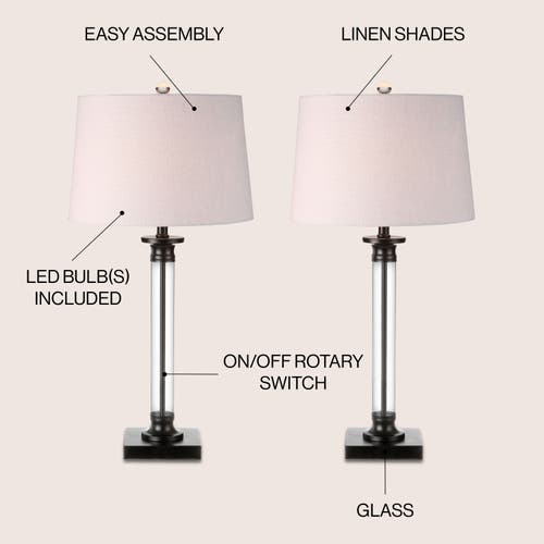 Jonathan Y Designs Set Of 2 Mason 30in Glass & Metal Table Lamps In Black/clear